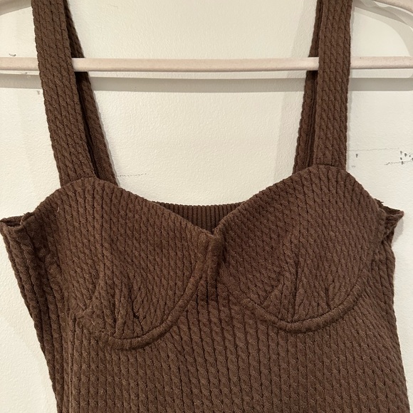 Danielle Bernstein by WeWoreWhat Brown Cable Knit Tank Top - Picture 4 of 8